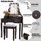 Costway Vanity Dressing Table Set w/ 10 Dimmable Bulbs Touch Switch Cushion Stool White\Black\Brown
